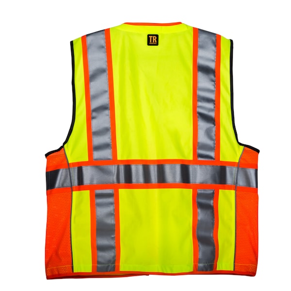 Class 2 Safety Vest With Pockets And Zipper Closure, 3M Strips, XXXL